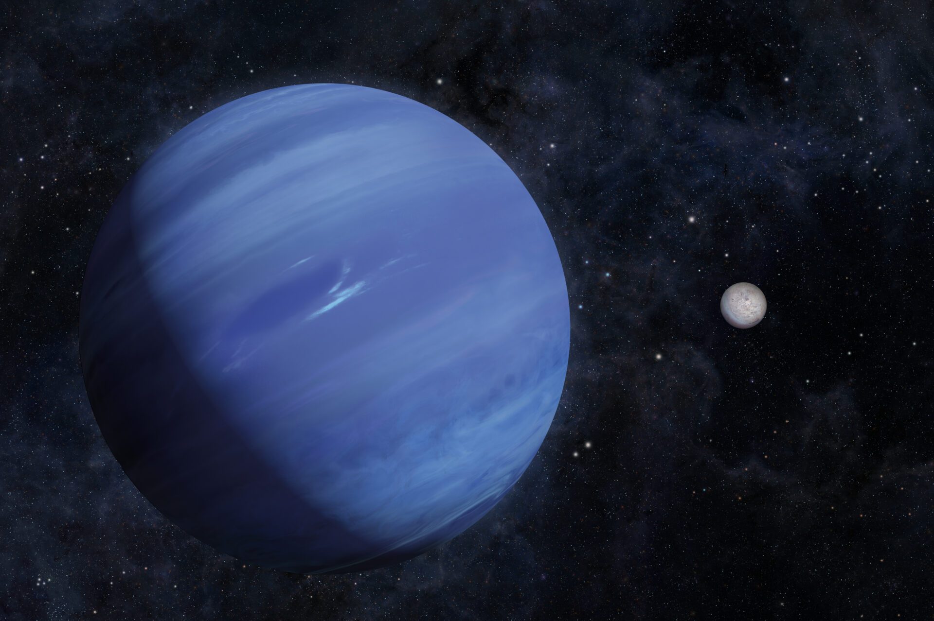 Neptune est connue avec sa lune appelée Triton.